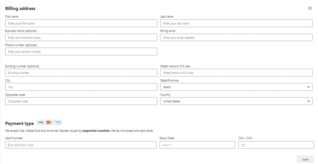 Billing information